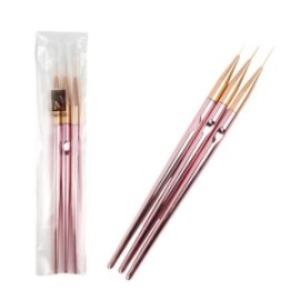 Set pincel liner rosa metálico 3pz