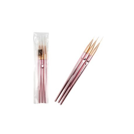 Set pincel liner rosa metálico 3pz