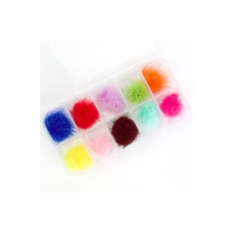 Contenedor con pompones 10 piezas